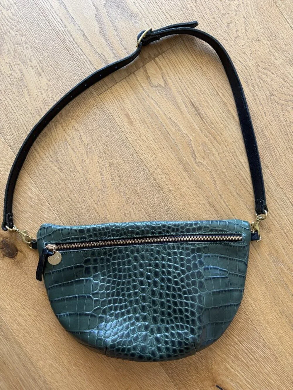 Clare V Grande Fanny Croc Dark Green